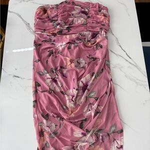 Fashion Nova Pink Floral Midi Dress - 1X